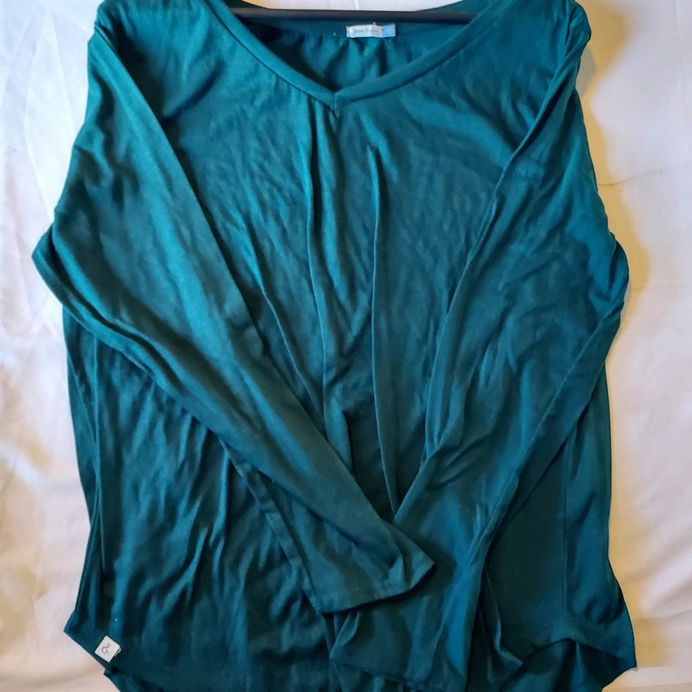 Elegant Teal Long Sleeve Women's Top